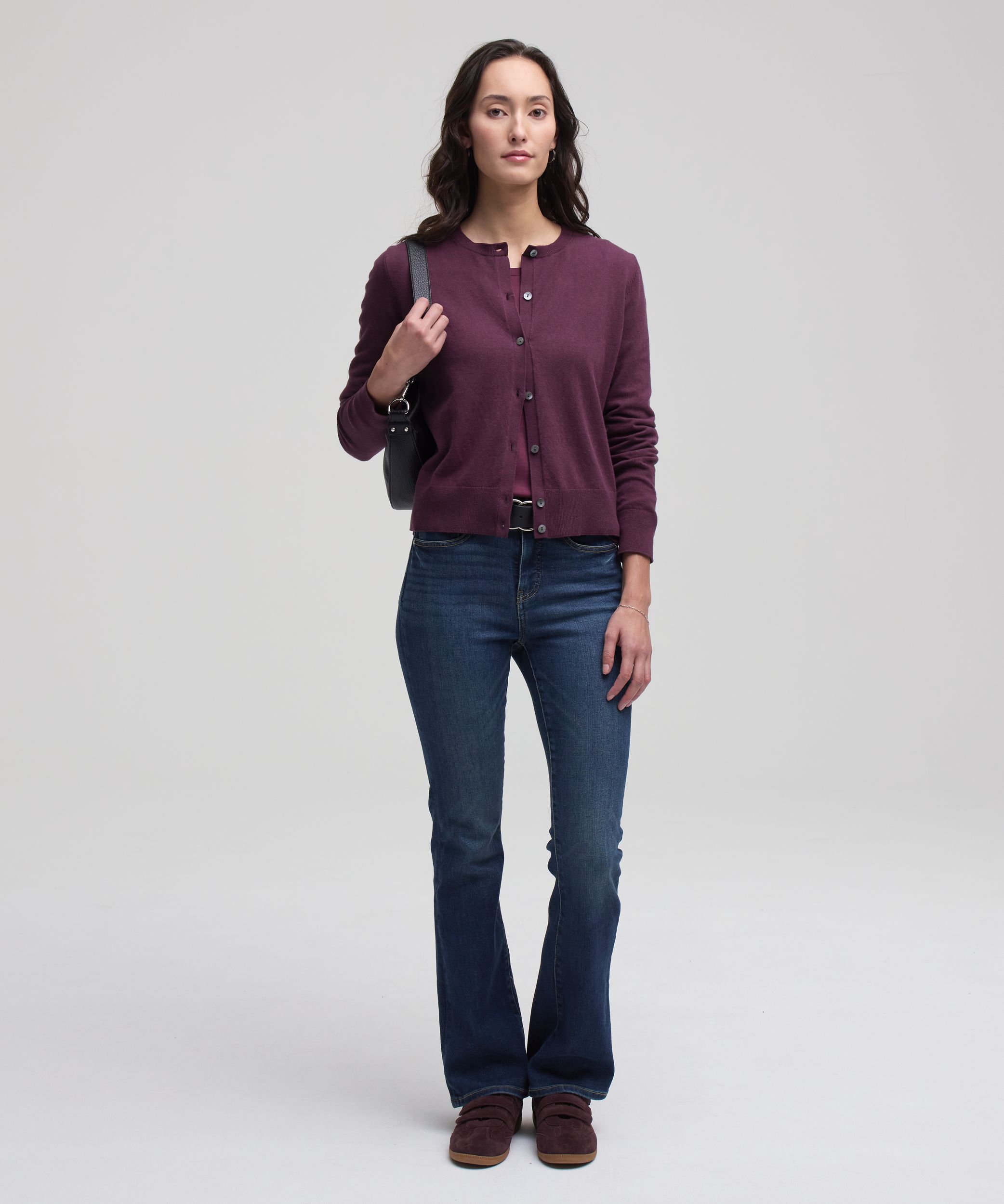 Cardigan boutonné court en coton de tous les jours pour femmes, Denver Hayes