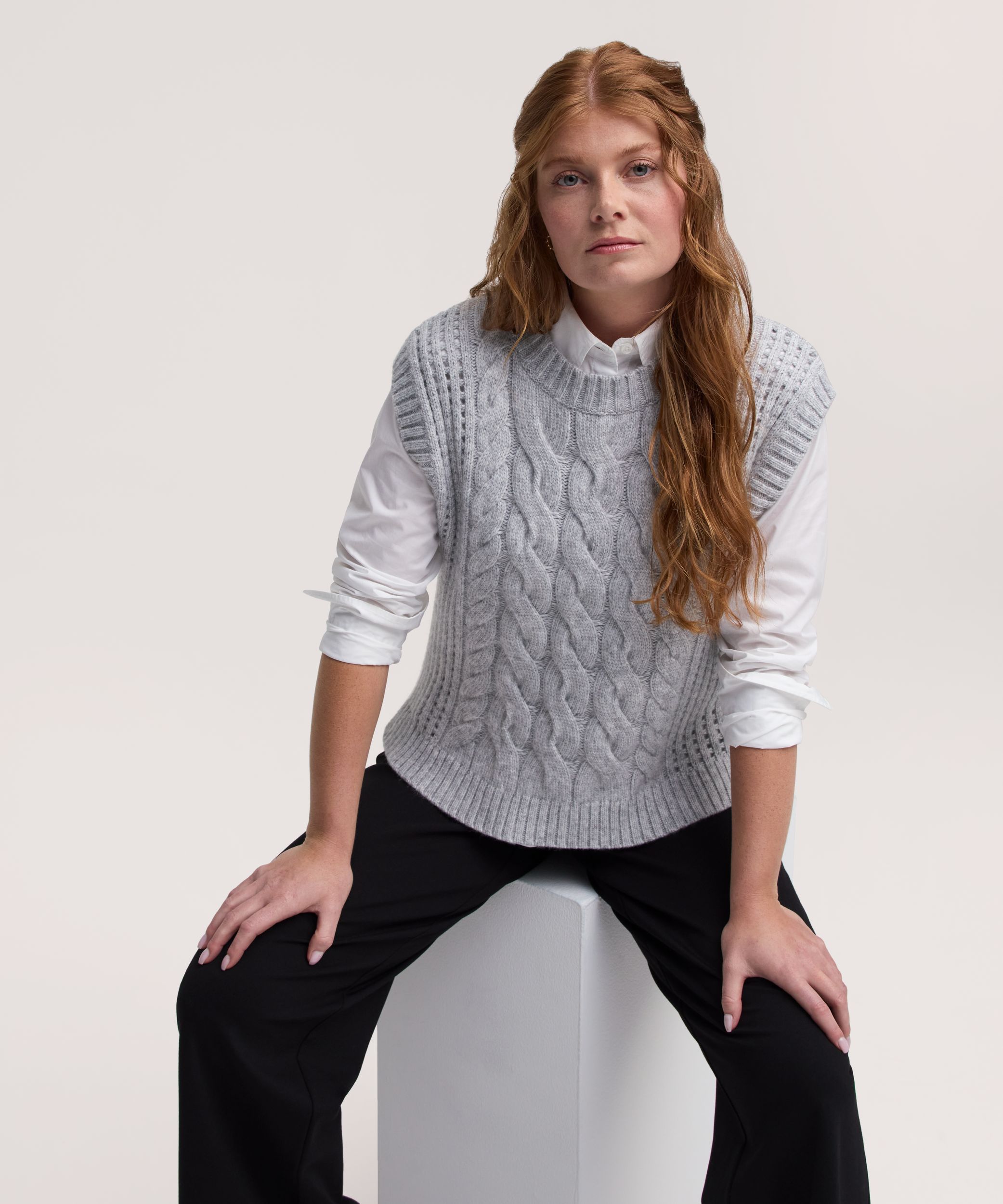 Gilet à maille torsadée pour femmes, Denver Hayes