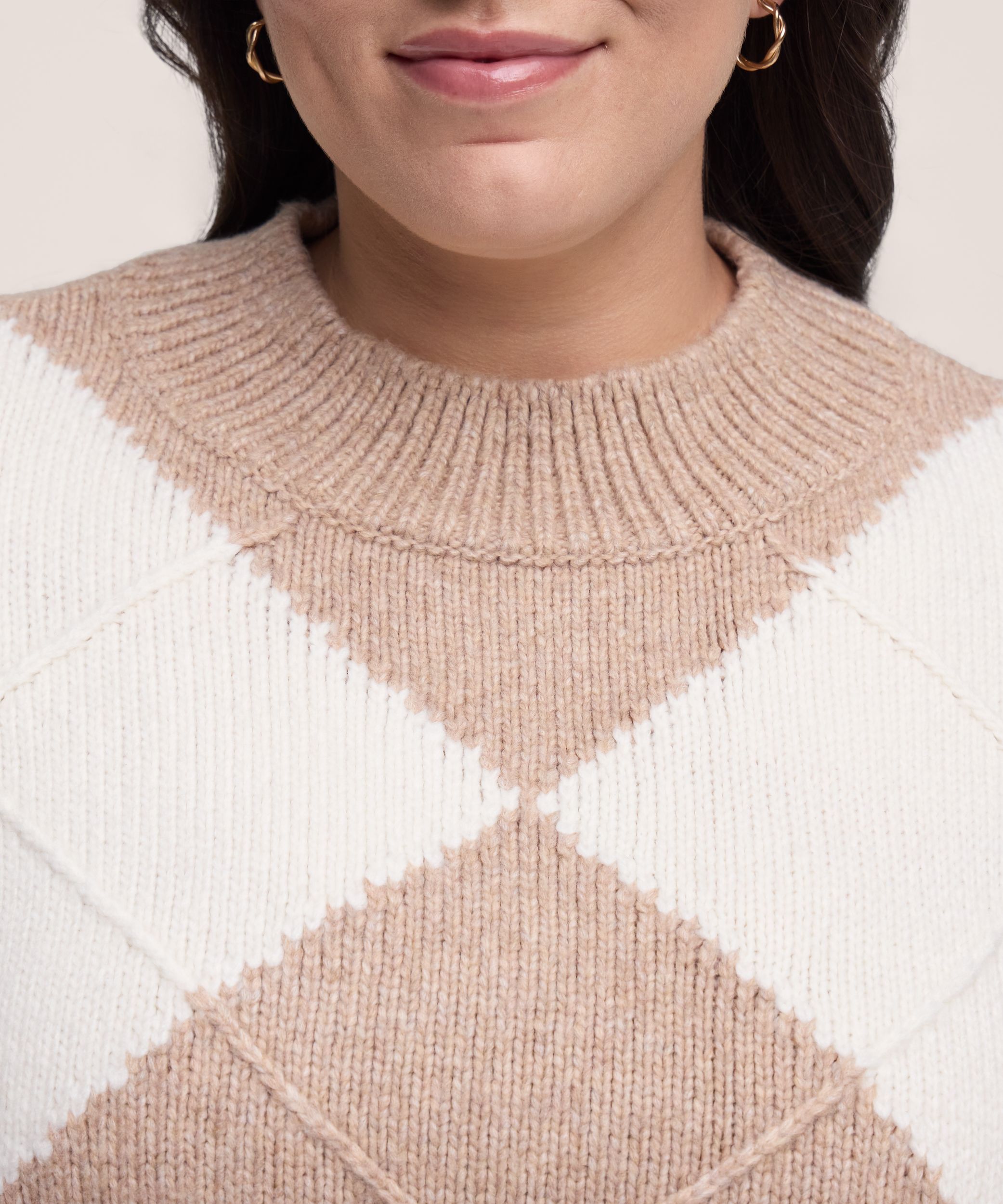 Denver Hayes Women's Argyle Mock Neck Sweater