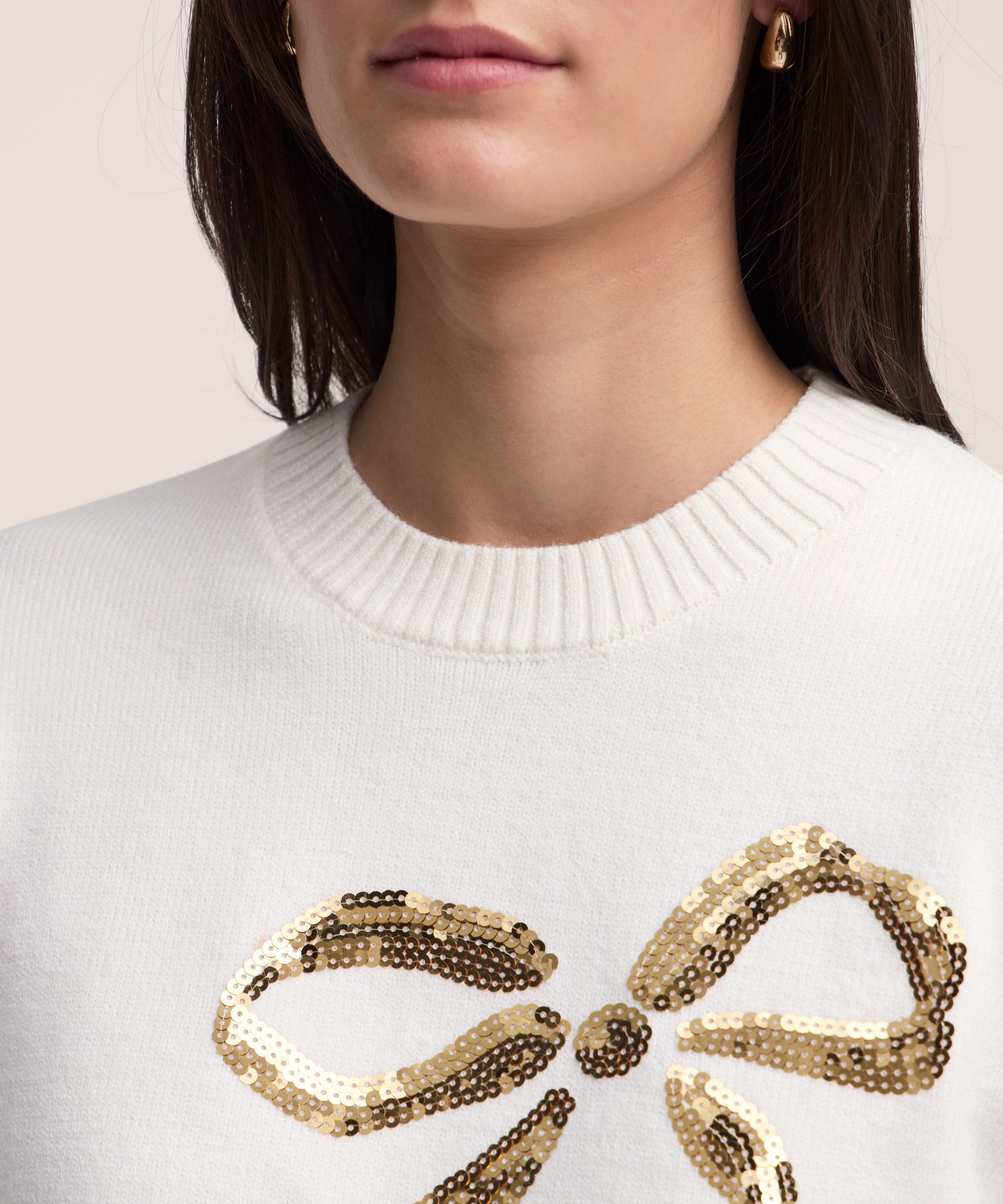 Denver Hayes Women's Sequin Bow Crewneck Sweater
