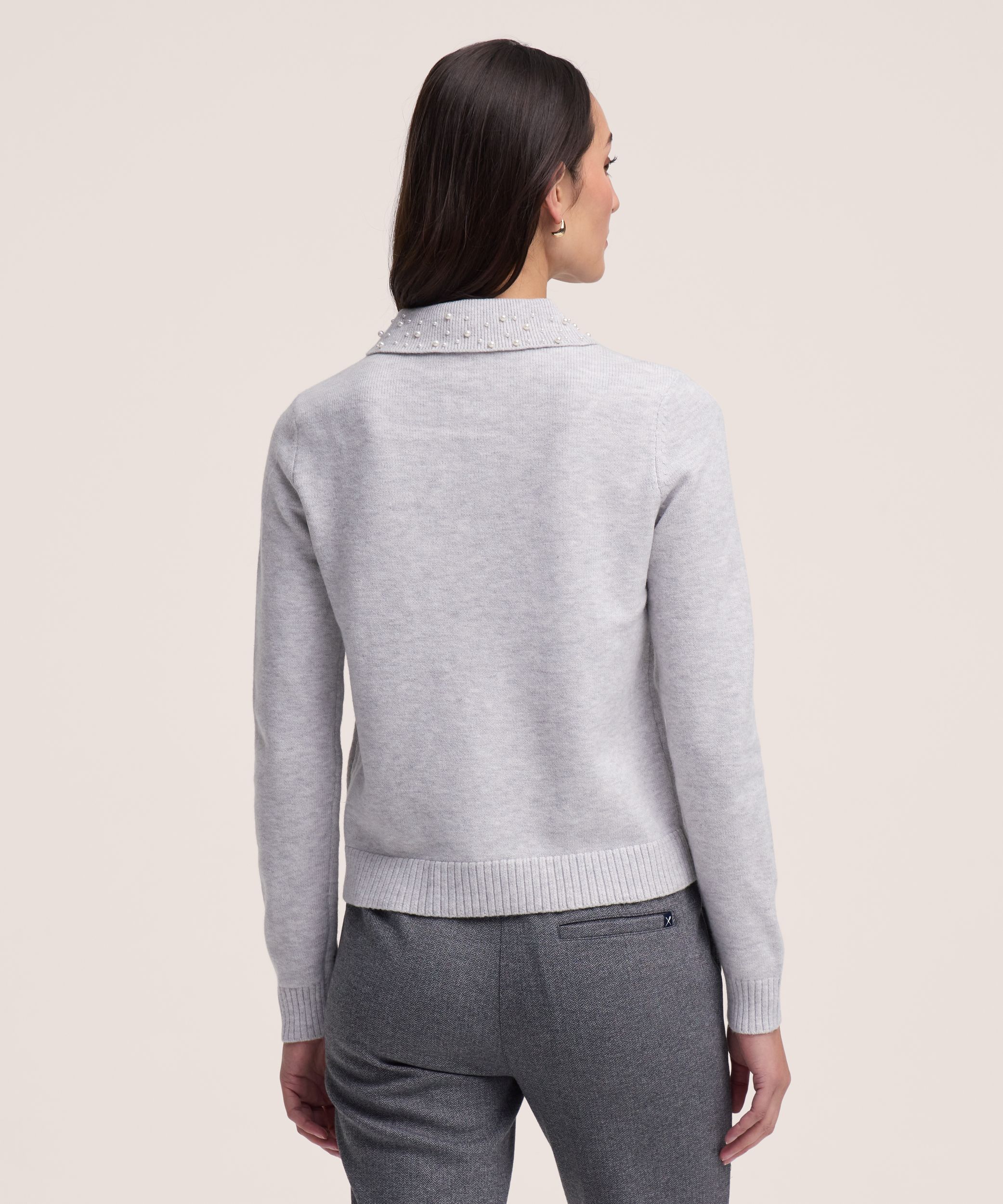 Chandail à col chemise orné de perles pour femmes, Denver Hayes