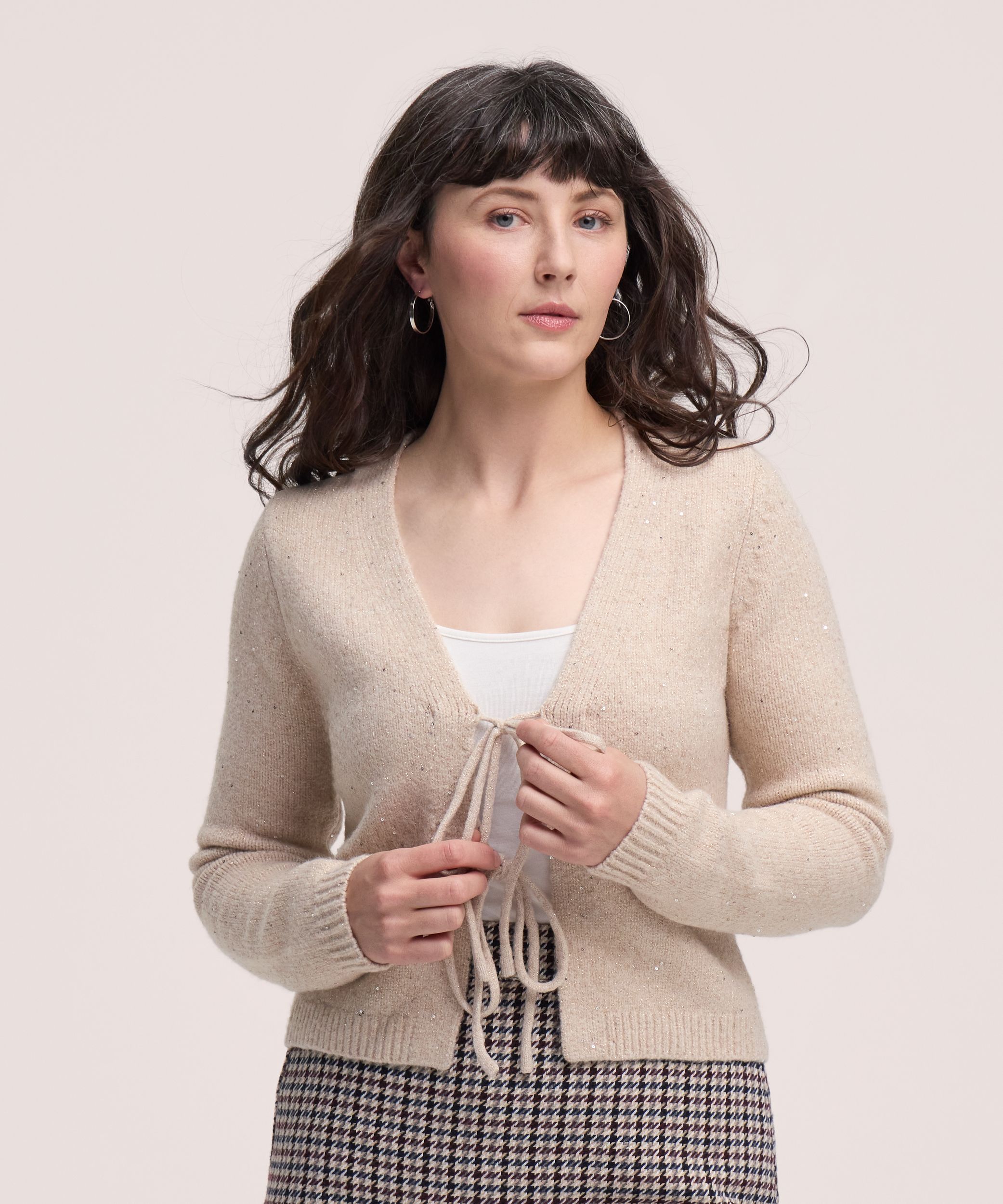 Cardigan à encolure en V noué sur le devant pour femmes, Denver Hayes