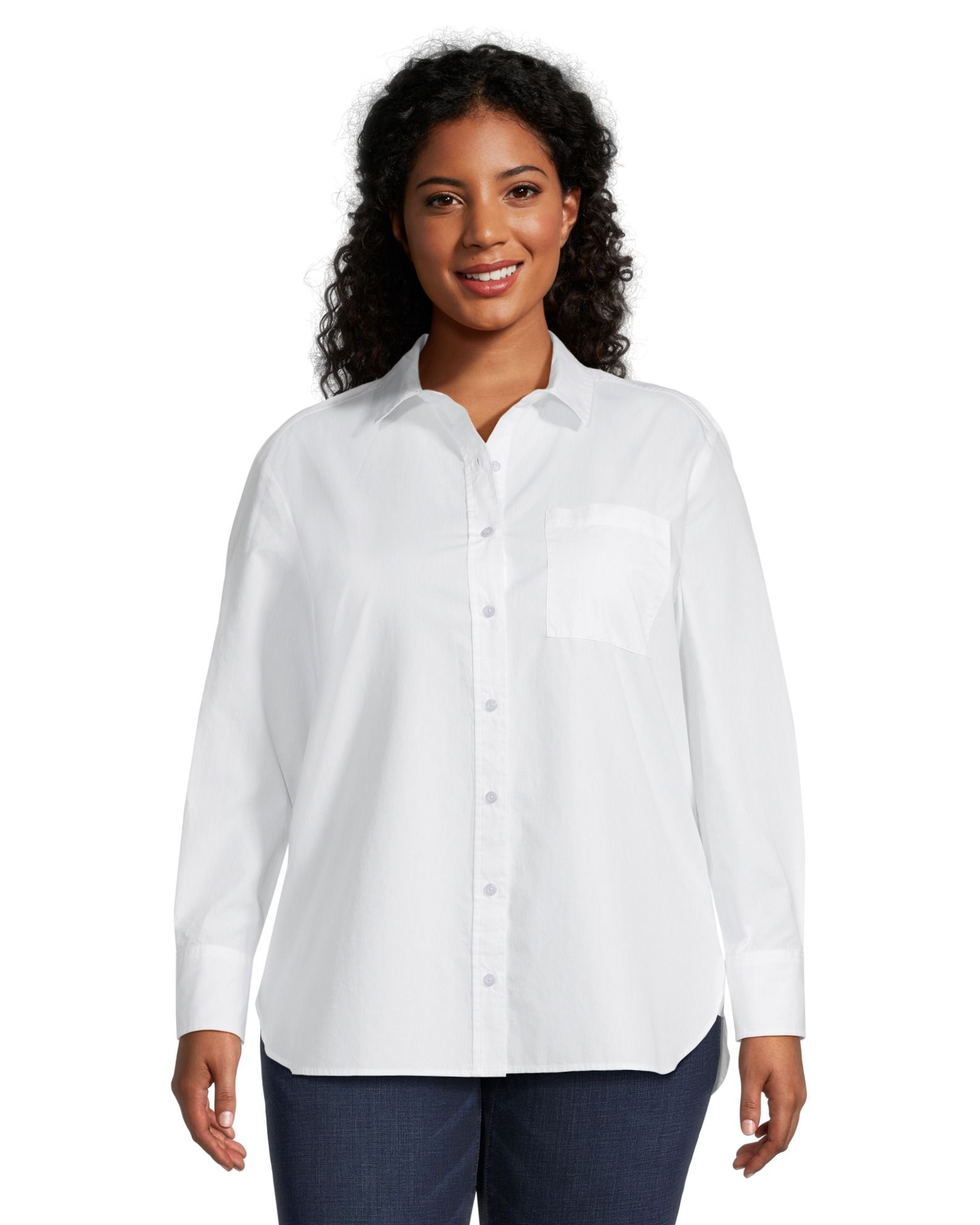 Chemise boutonnée semi-ajustée à manches longues pour femmes