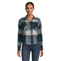 Boston Traders Women's Boxy Long Sleeve Button Down Flannel Shirt Front_Flat