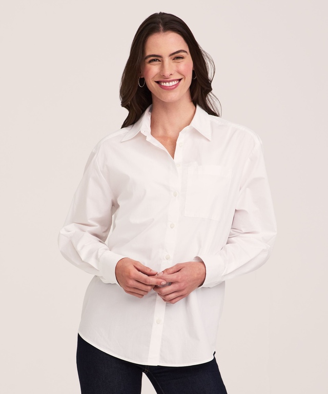 Denver Hayes Women's Oversize Button-Up Long Sleeve Shirt