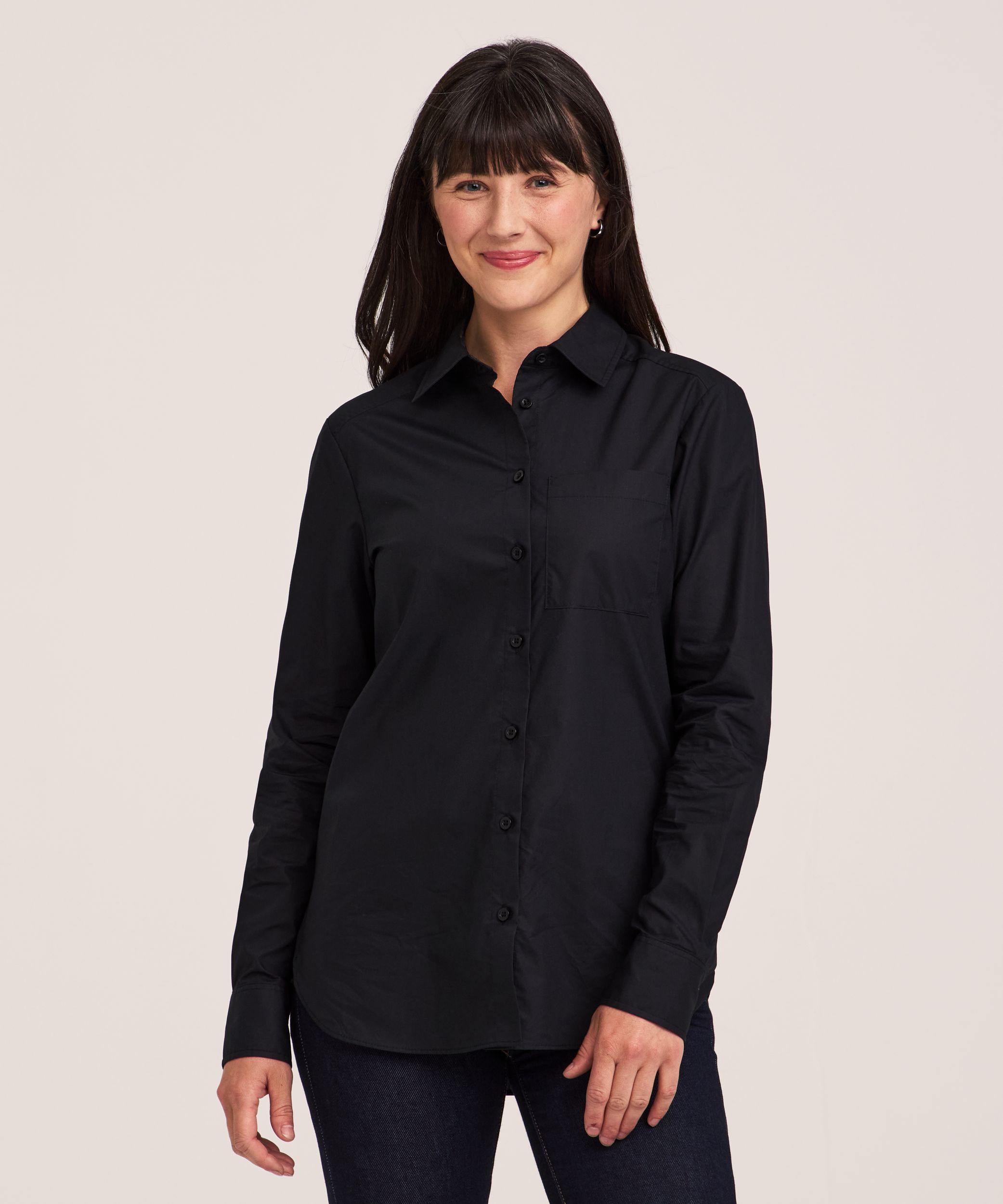 Denver Hayes Women's Long Sleeve Semi-Fitted Button-Up Shirt