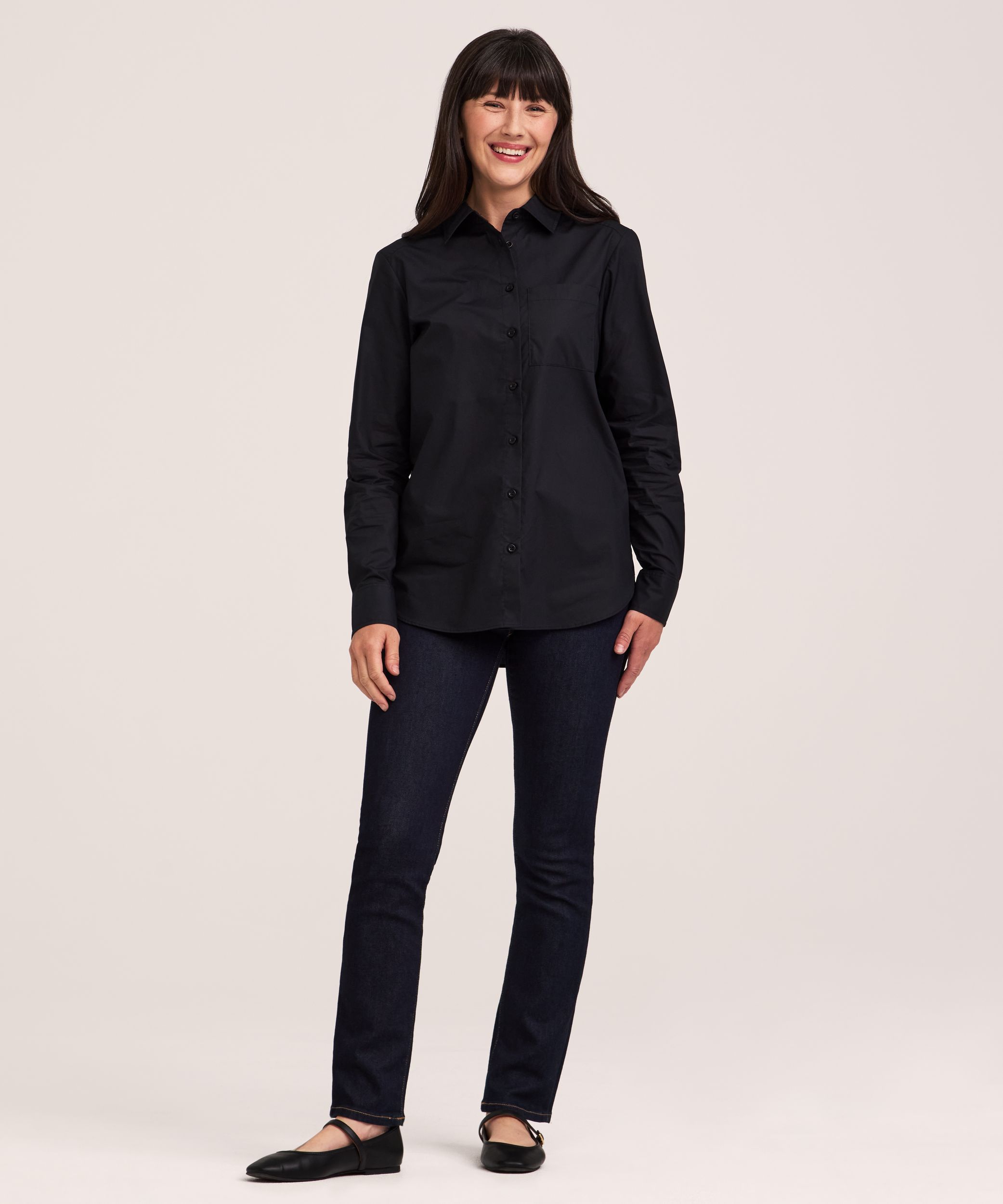 Denver Hayes Women's Long Sleeve Semi-Fitted Button-Up Shirt