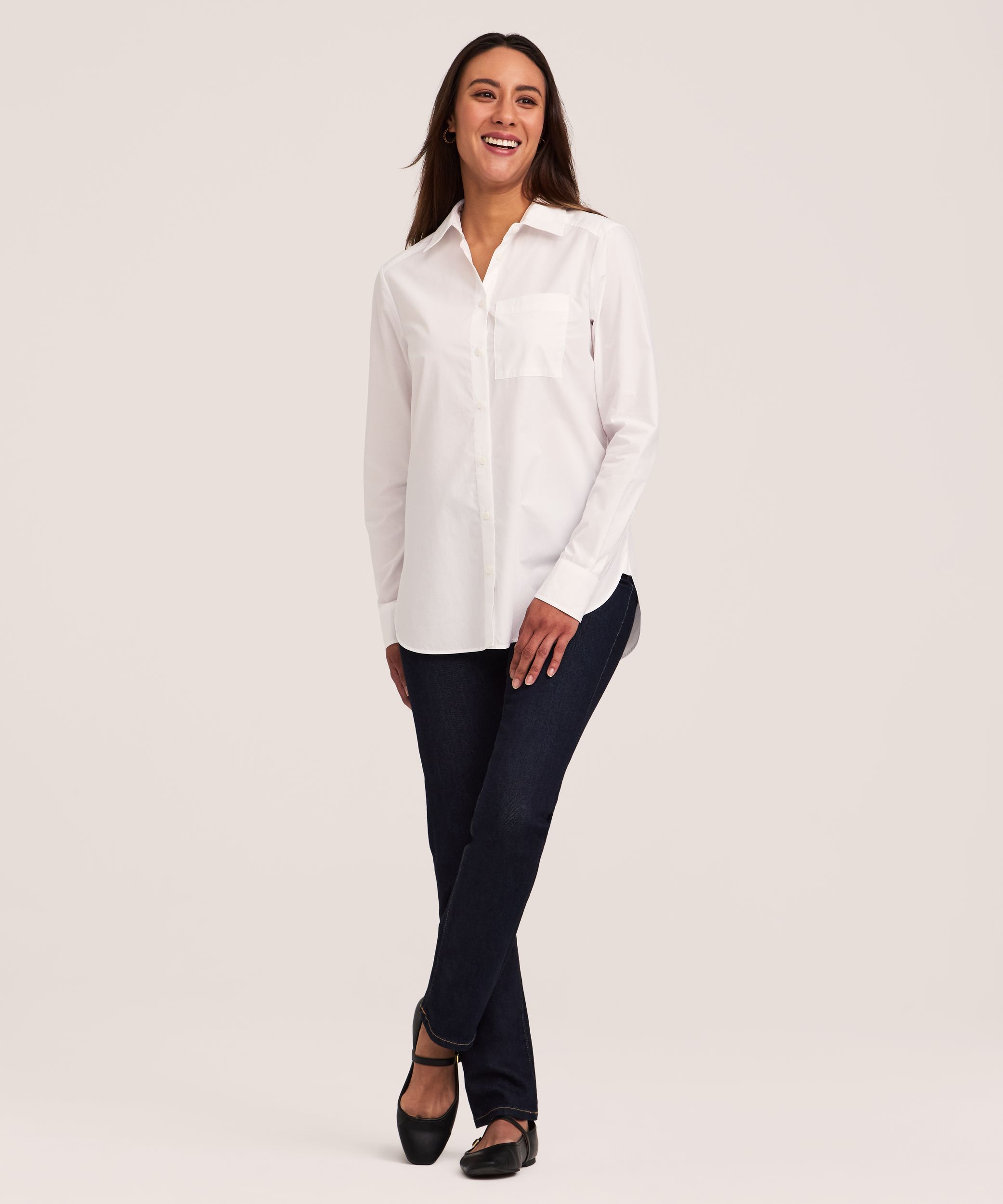 Chemise boutonnée semi-ajustée à manches longues pour femmes, Denver Hayes