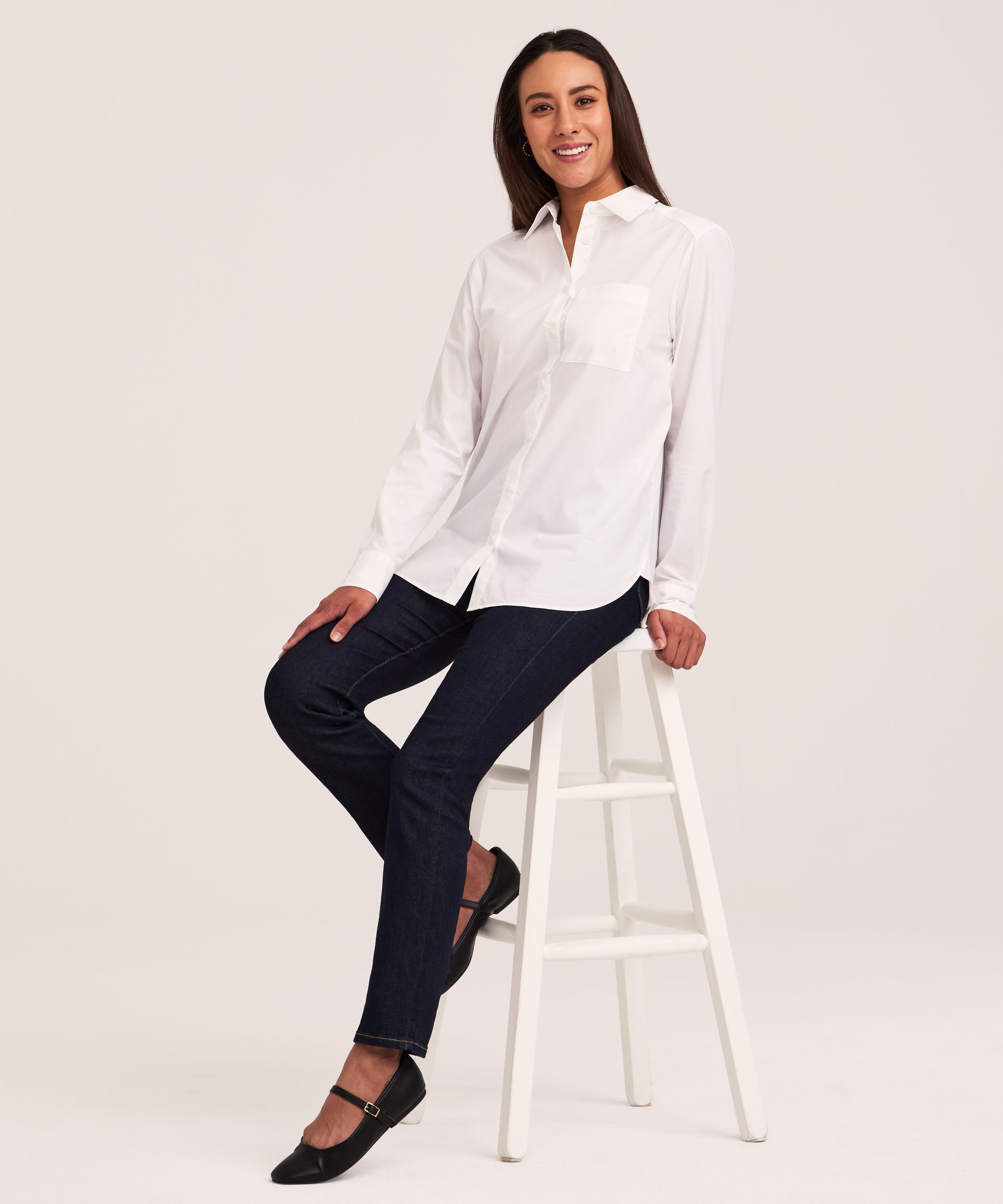 Chemise boutonnée semi-ajustée à manches longues pour femmes, Denver Hayes