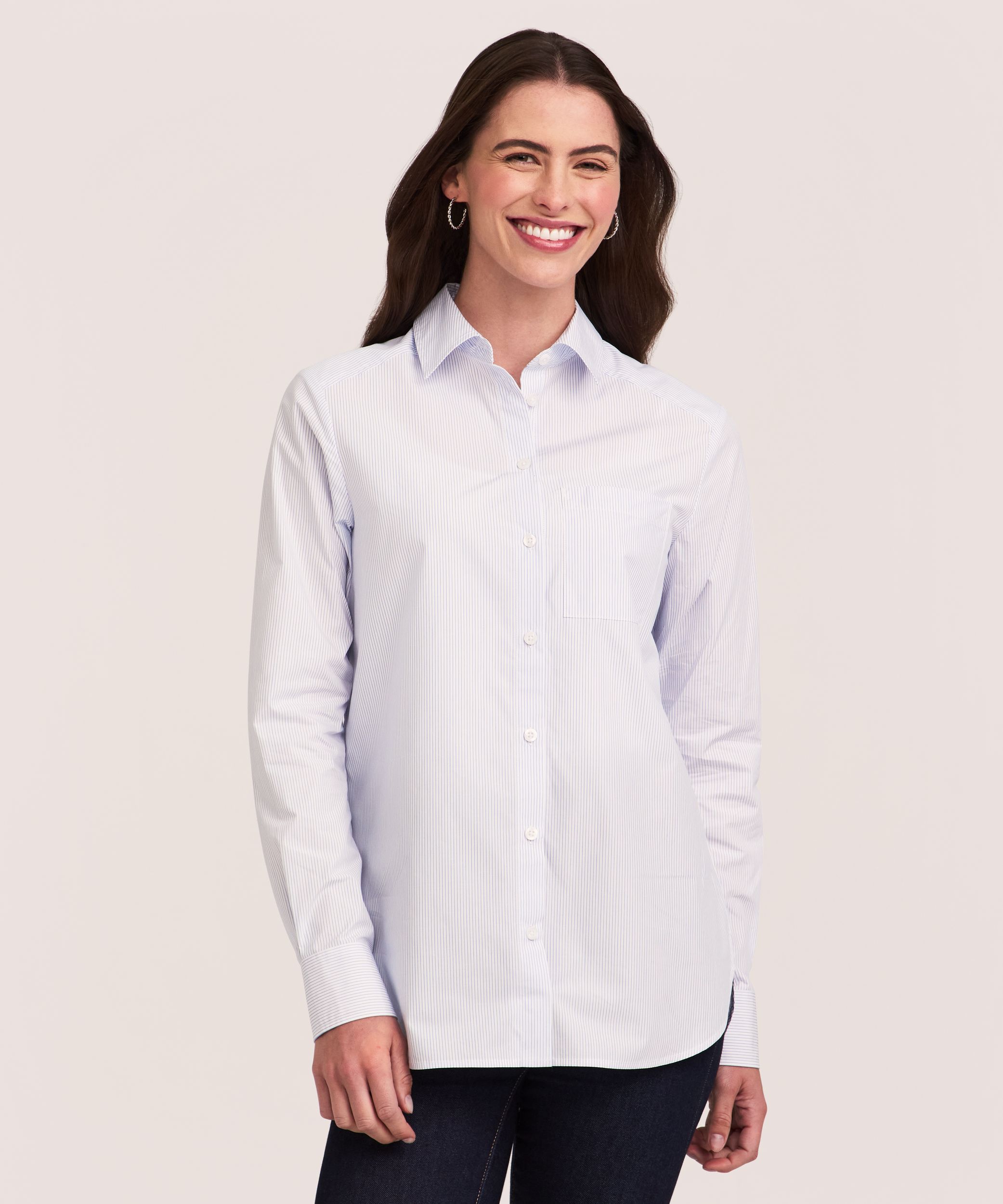 Chemise boutonnée semi-ajustée à manches longues pour femmes, Denver Hayes
