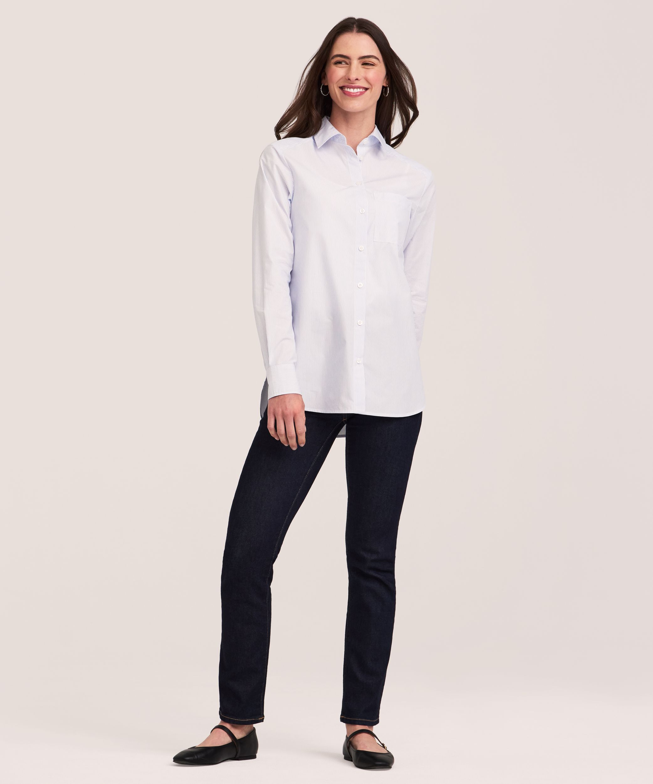 Chemise boutonnée semi-ajustée à manches longues pour femmes, Denver Hayes
