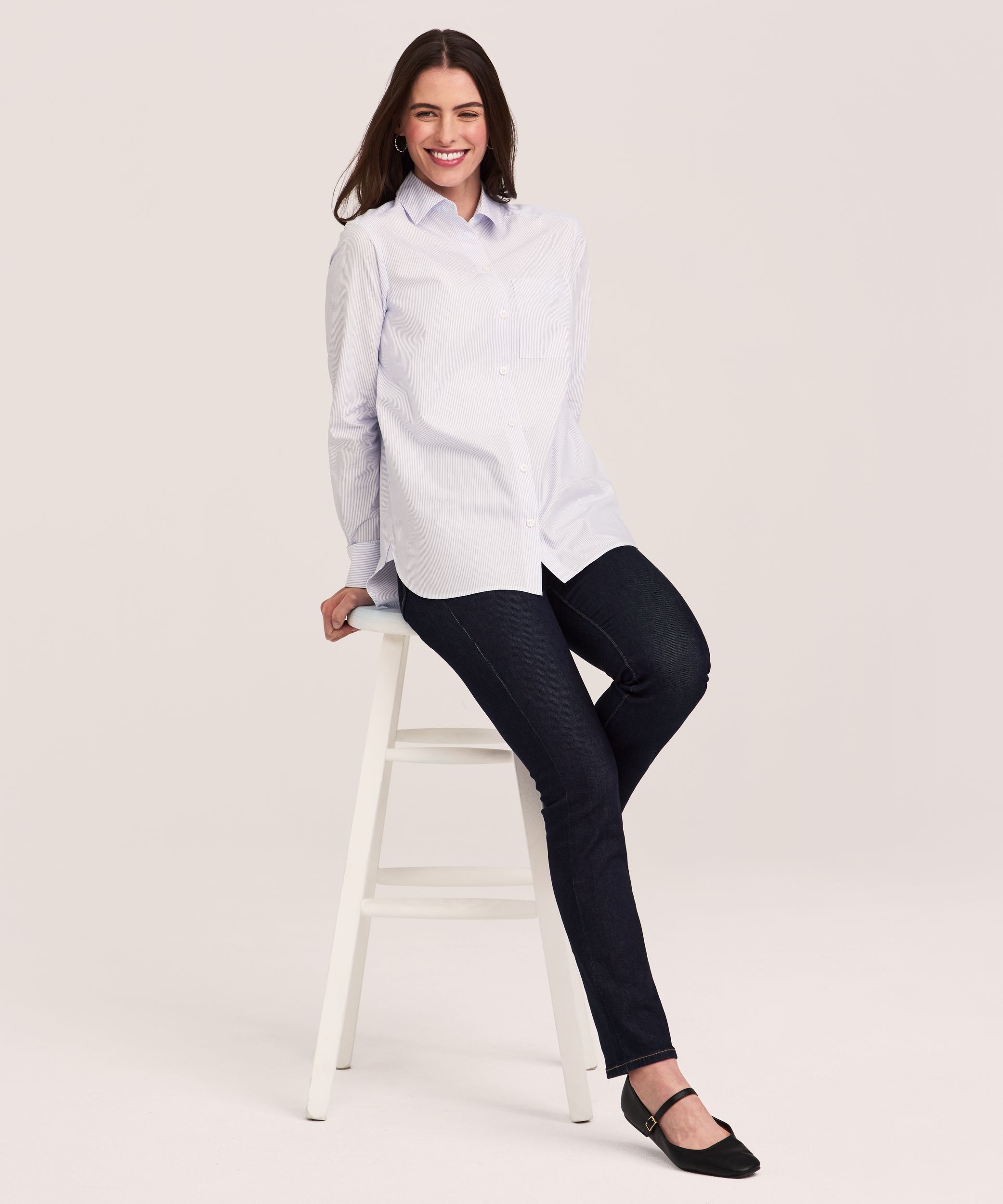 Chemise boutonnée semi-ajustée à manches longues pour femmes, Denver Hayes
