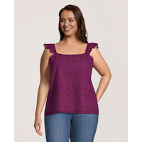 Chemisier ajouré sans manches pour femmes, Denver Hayes Front_Flat