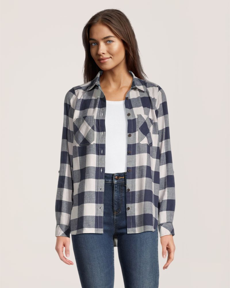 Chemise en flanelle extensible semi-ajustée pour femmes, WindRiver