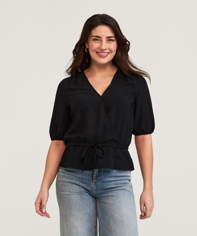 Haut cache-cœur en tissu à tissage martelé pour femmes, Denver Hayes