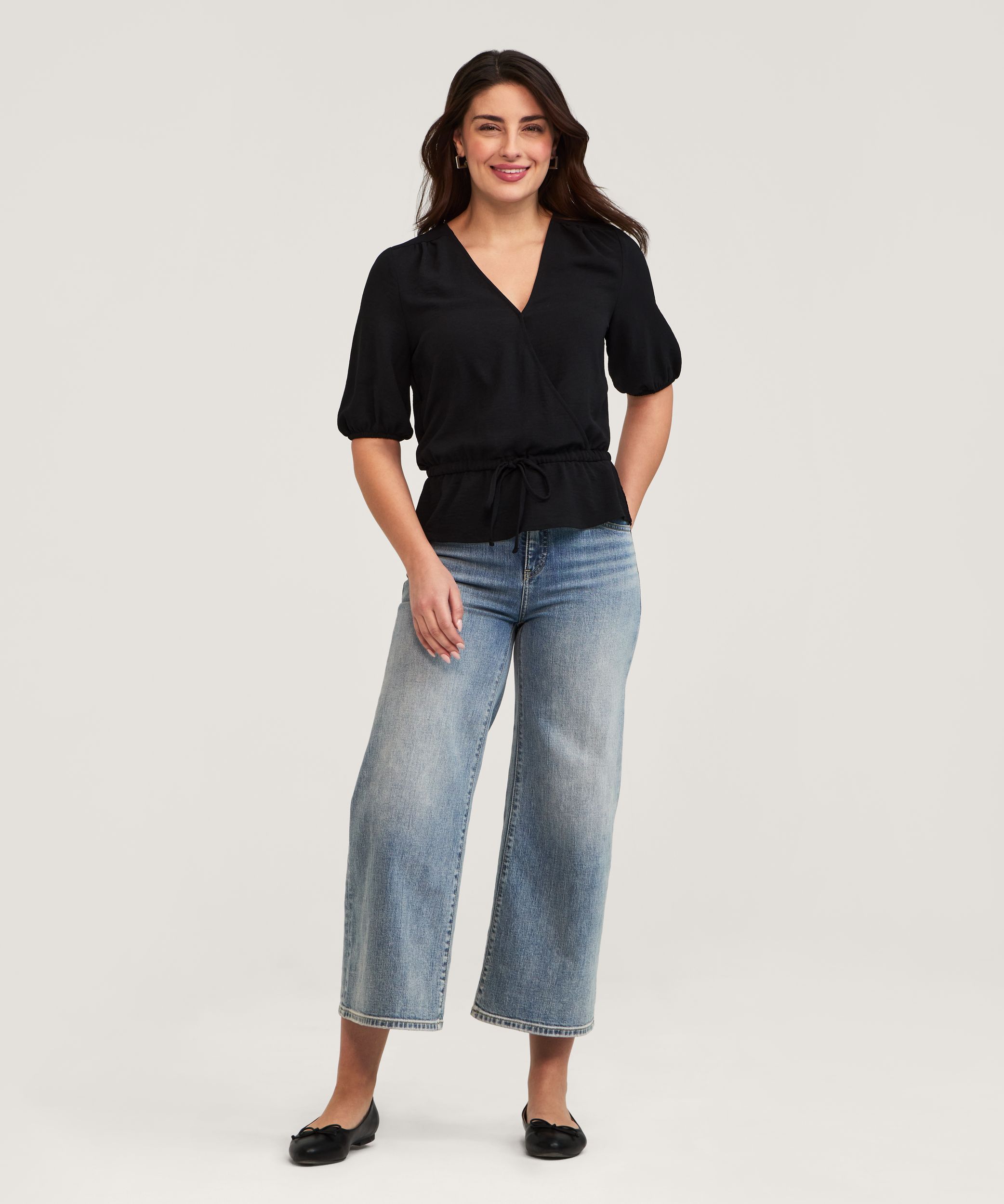 Haut cache-cœur en tissu à tissage martelé pour femmes, Denver Hayes