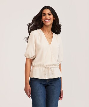 Haut cache-cœur en tissu à tissage martelé pour femmes, Denver Hayes