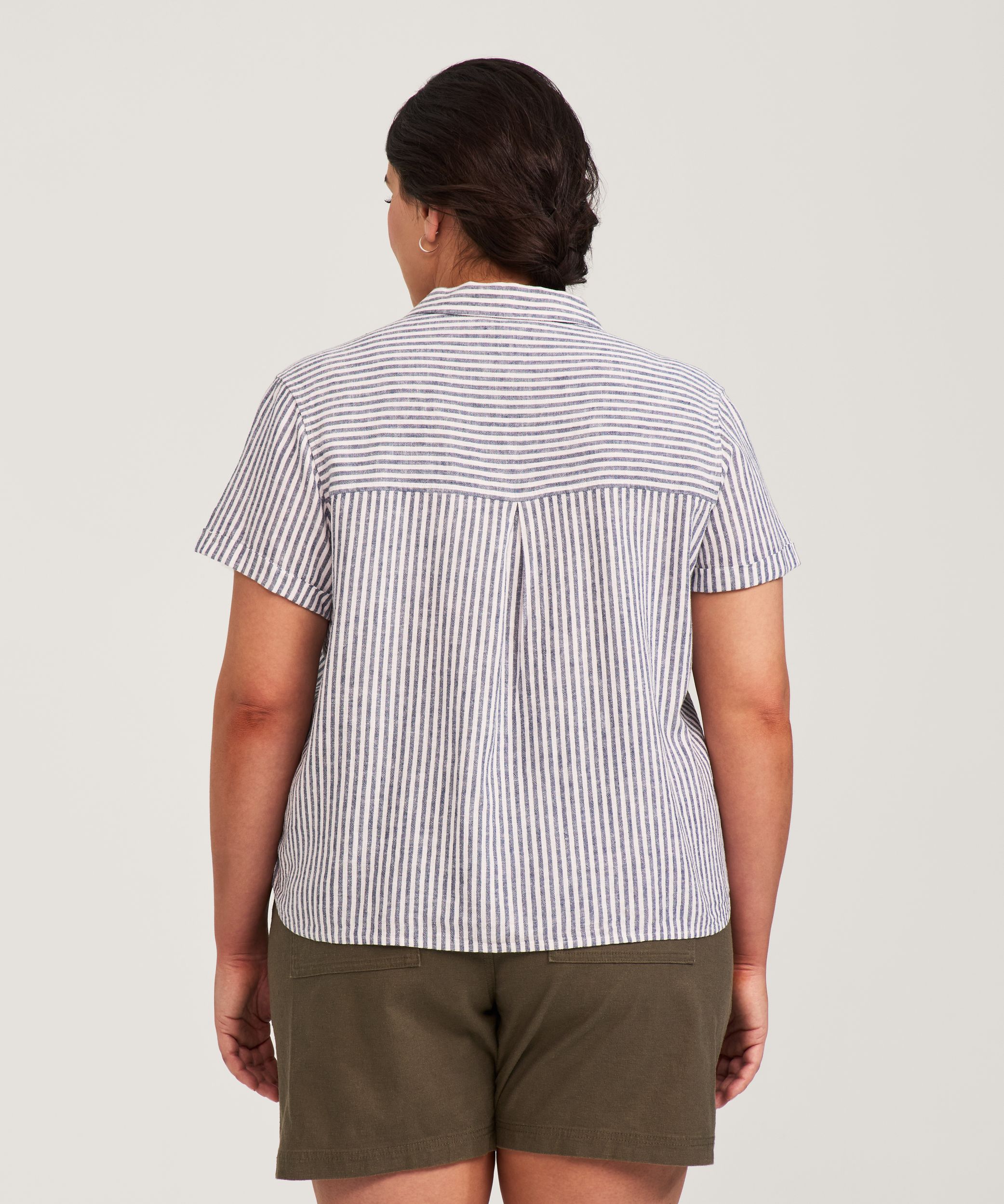 Chemise boutonnée décontractée en mélange de lin à manches courtes pour femmes, Denver Hayes