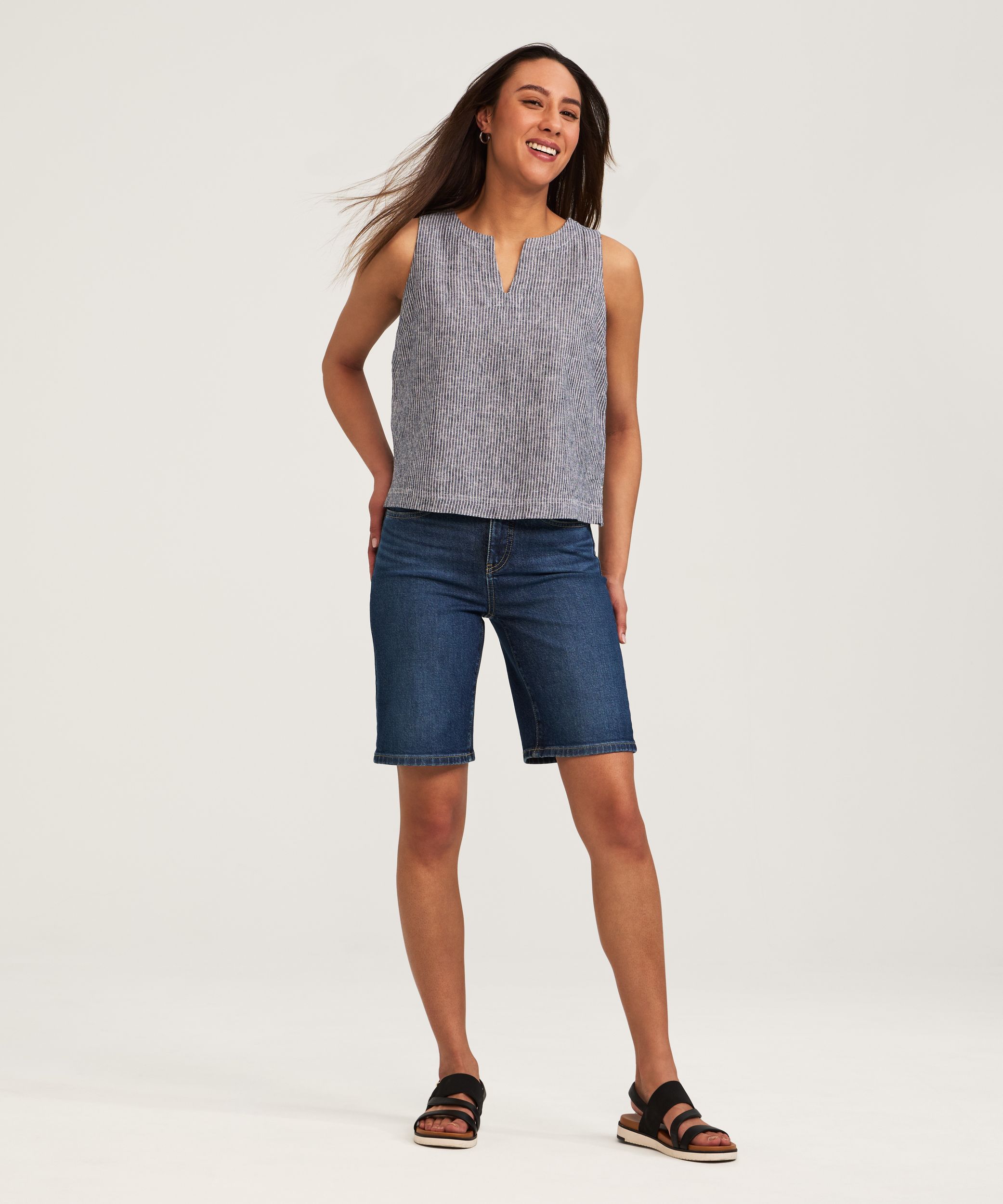 Denver Hayes Women's Sleeveless Linen Blend Tank Top