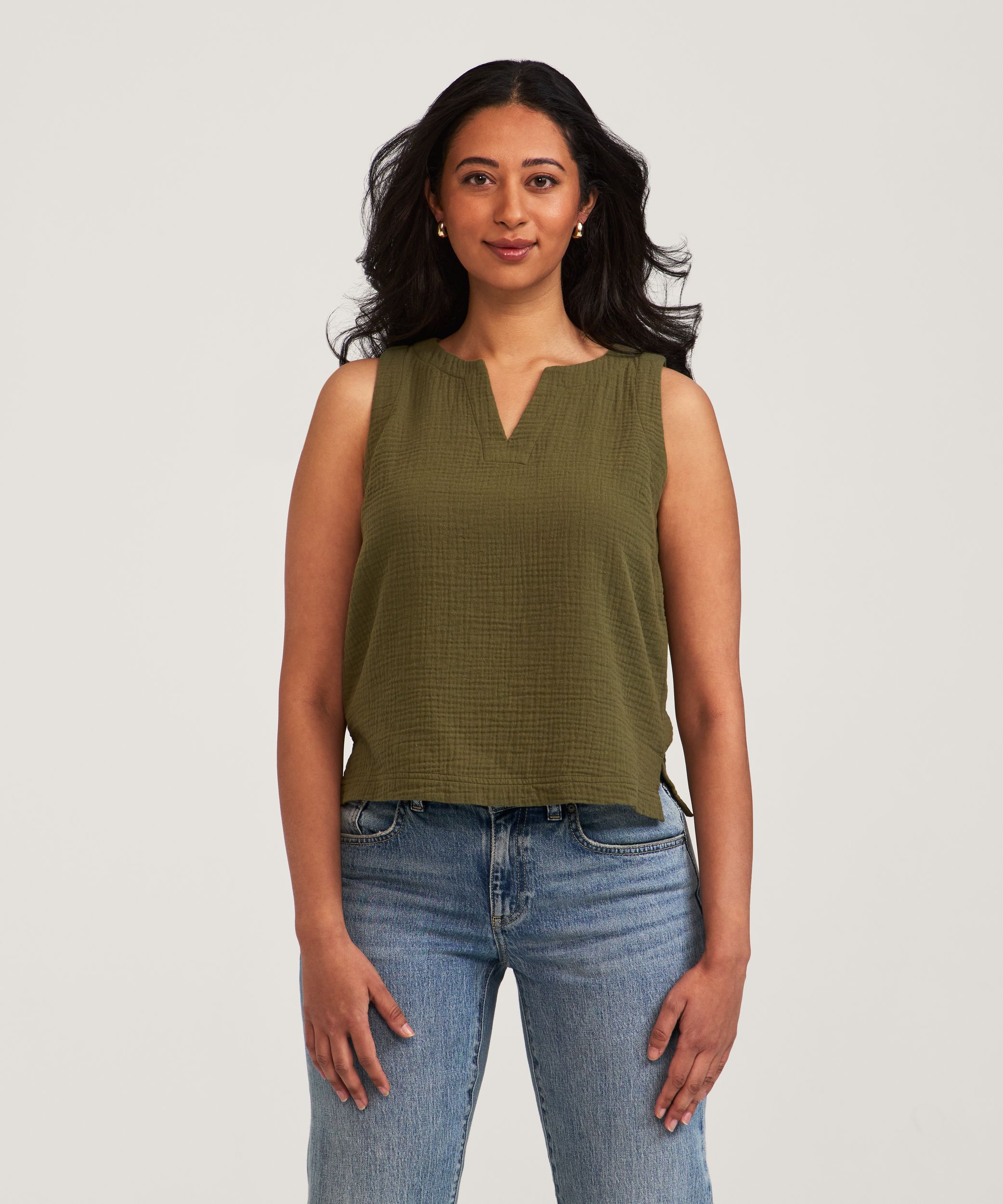 Denver Hayes Women's Sleeveless Double Gauze Tank Top