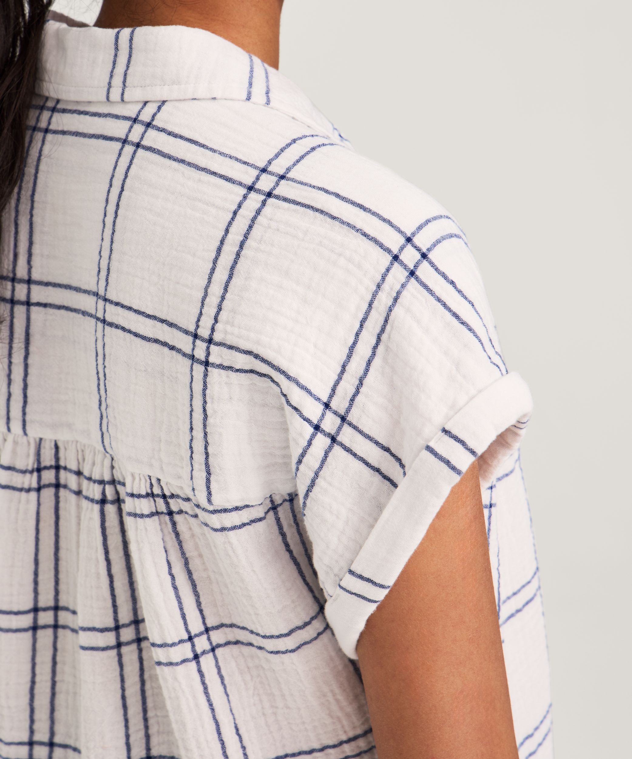 Denver Hayes Women's Short Sleeve Double Gauze Button Up Shirt