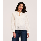 Denver Hayes Women's Long Sleeve Cotton Embroidered Poet Blouse Front_Flat