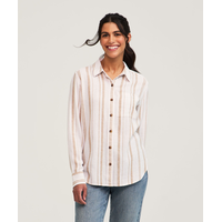 Chemise boutonnée à manches longues en mélange de lin à coupe décontractée pour femmes, Denver Hayes