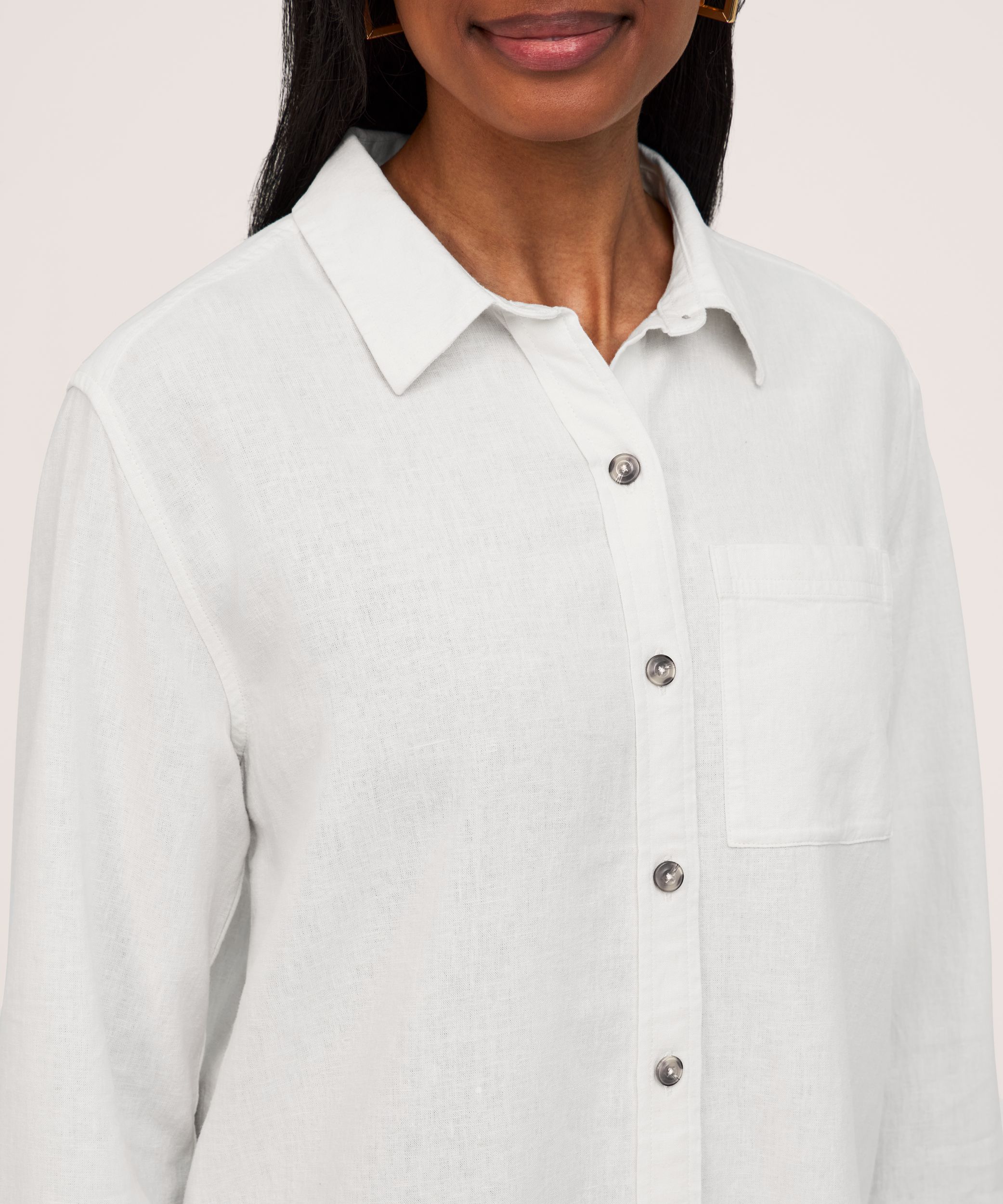 Chemise boutonnée à manches longues en mélange de lin à coupe décontractée pour femmes, Denver Hayes