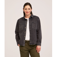 FarWest Women's Denim Shacket Front_Flat