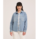 FarWest Women's Denim Shacket Front_Flat