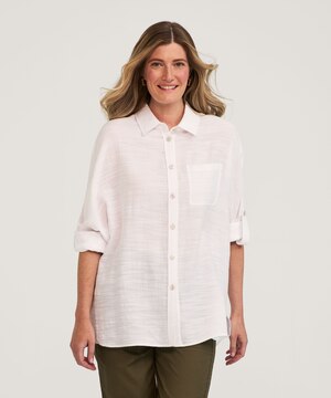 FarWest Women's Oversized Button Up Beach Shirt