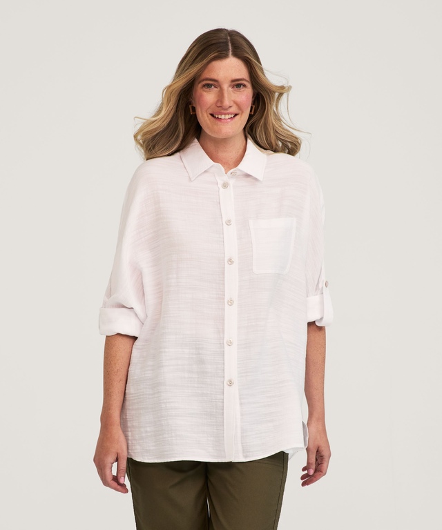FarWest Women's Oversized Button Up Beach Shirt