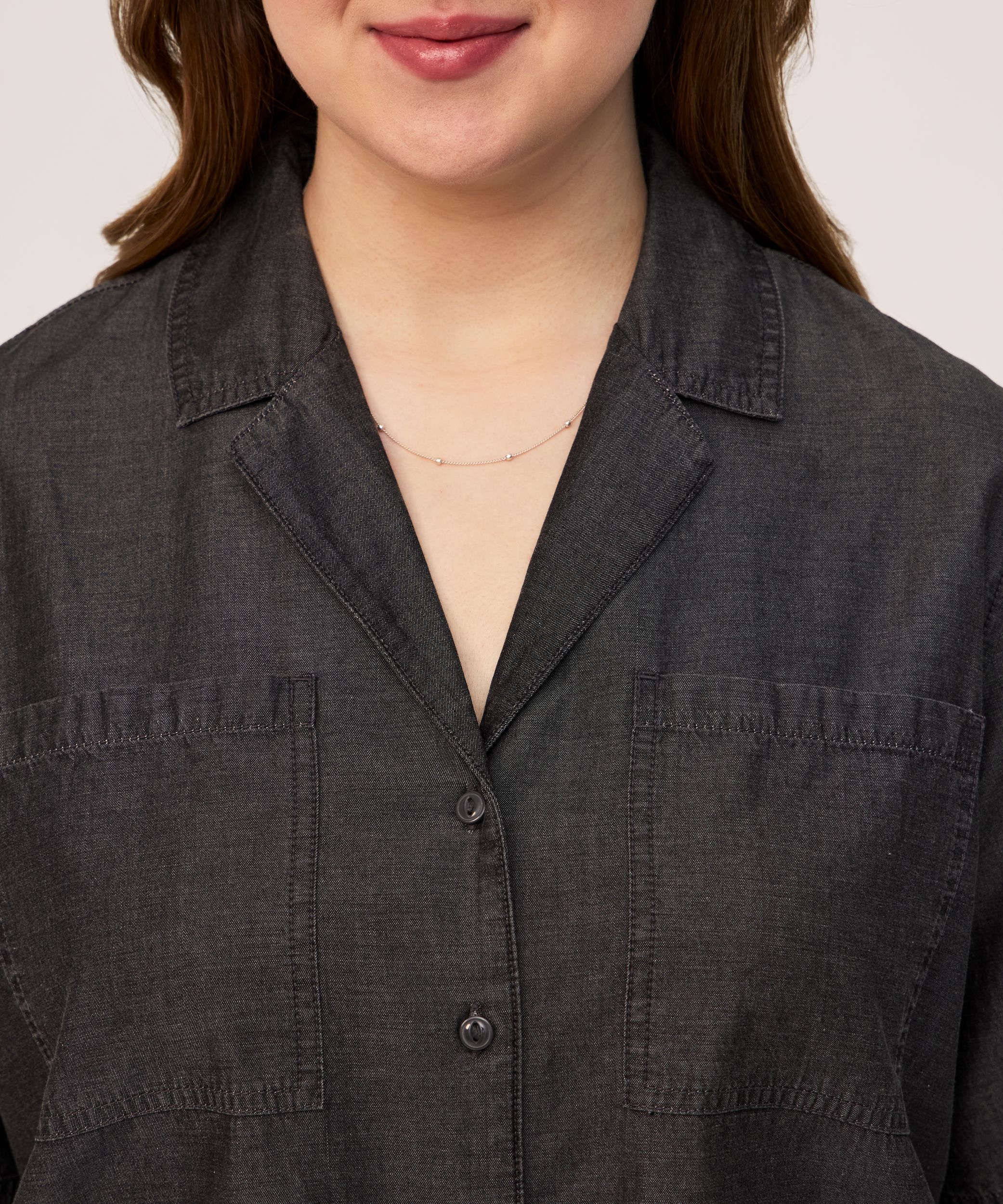 Chemise boutonnée décontractée en lyocell à manches courtes et de longueur écourtée pour femmes, Denver Hayes