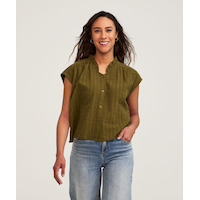 Blouse à manches courtes en coton texturé pour femmes, Denver Hayes Front_Flat