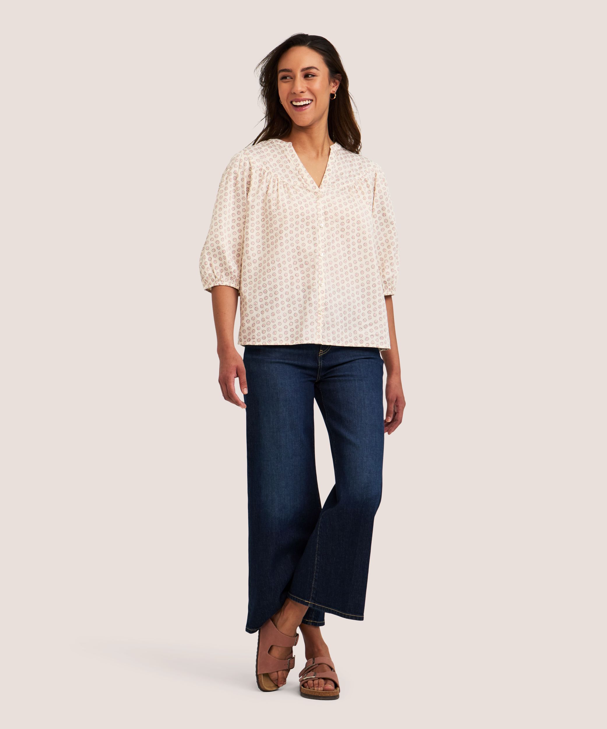 Denver Hayes Women's Cotton Sateen Poet Blouse