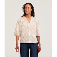 Chemisier de poète en satin de coton pour femmes, Denver Hayes Front_Flat