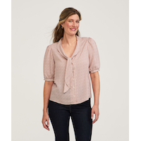 Denver Hayes Women's Short Sleeve Sailor Tie Blouse Front_Flat