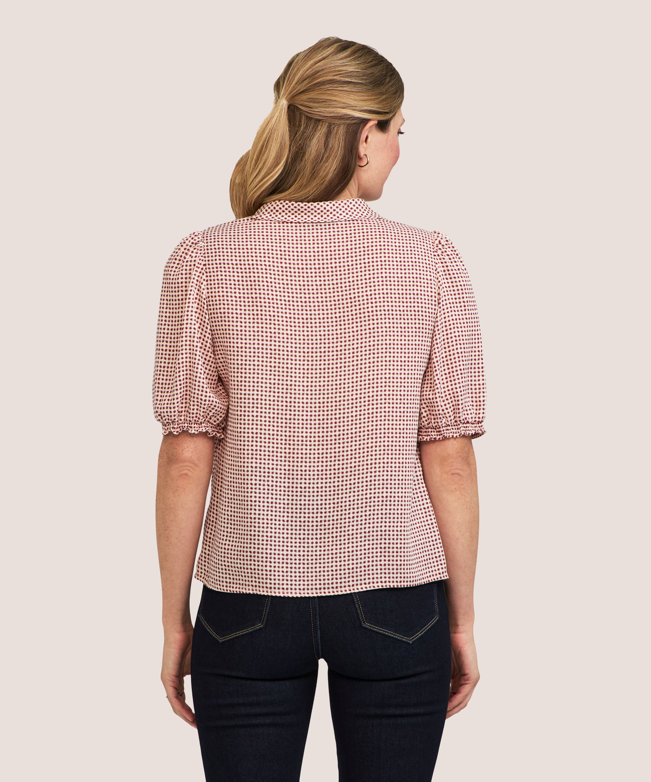 Denver Hayes Women's Short Sleeve Sailor Tie Blouse