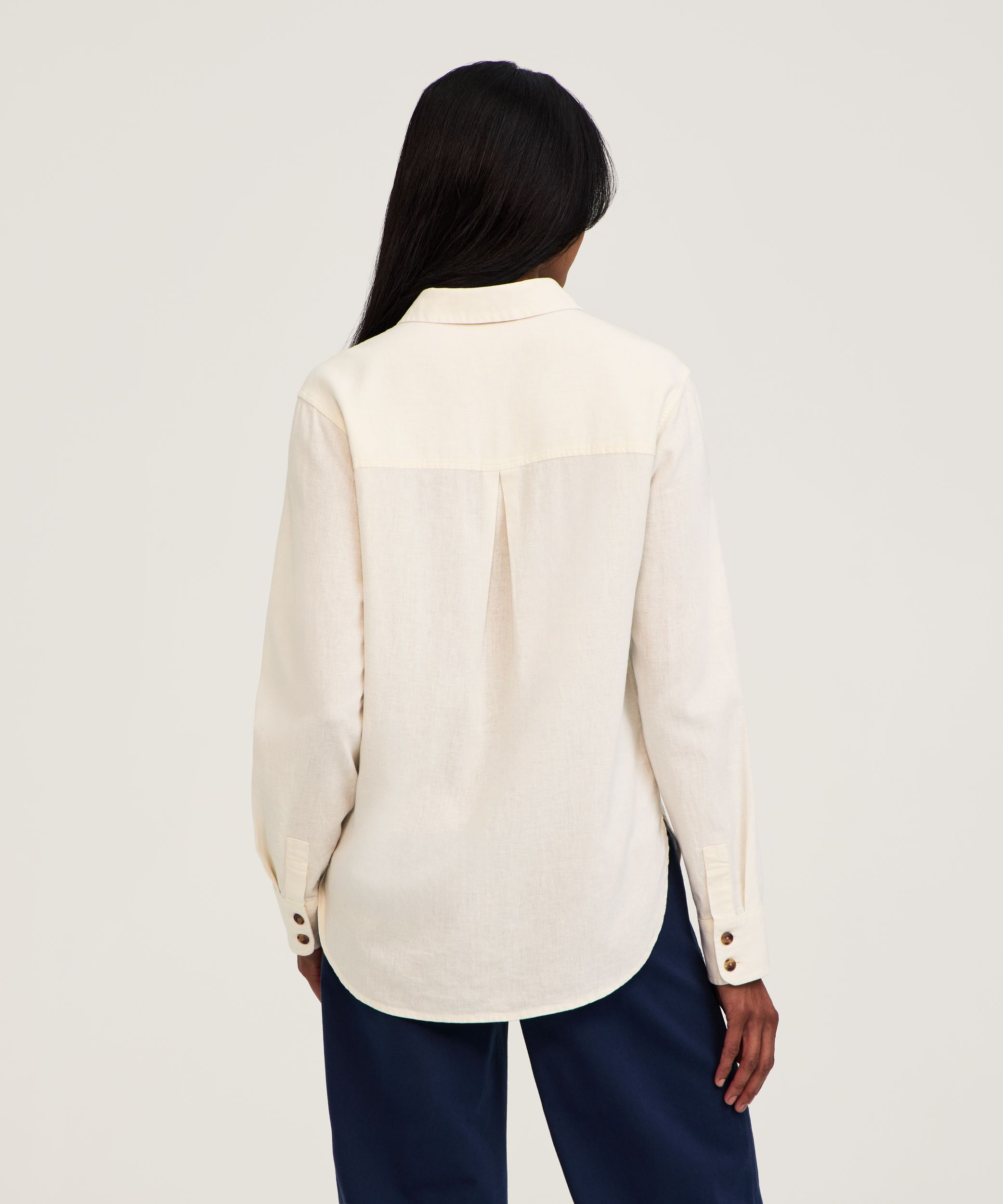 Chemise boutonnée à manches longues en mélange de lin à coupe décontractée pour femmes, Denver Hayes
