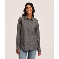 Denver Hayes Women's Long Sleeve Semi-Fitted Button Up Chambray Shirt