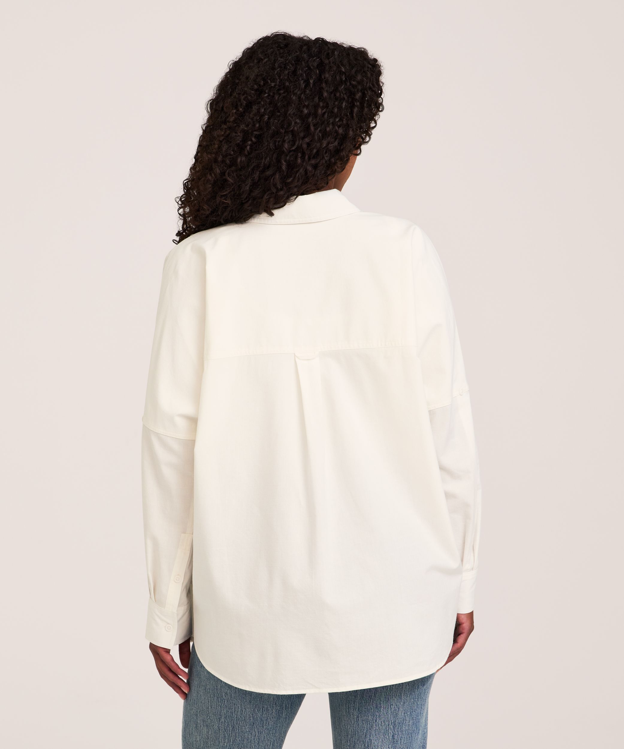Chemise boutonnée surdimensionnée à manches longues en mélange de coton pour femmes, Denver Hayes