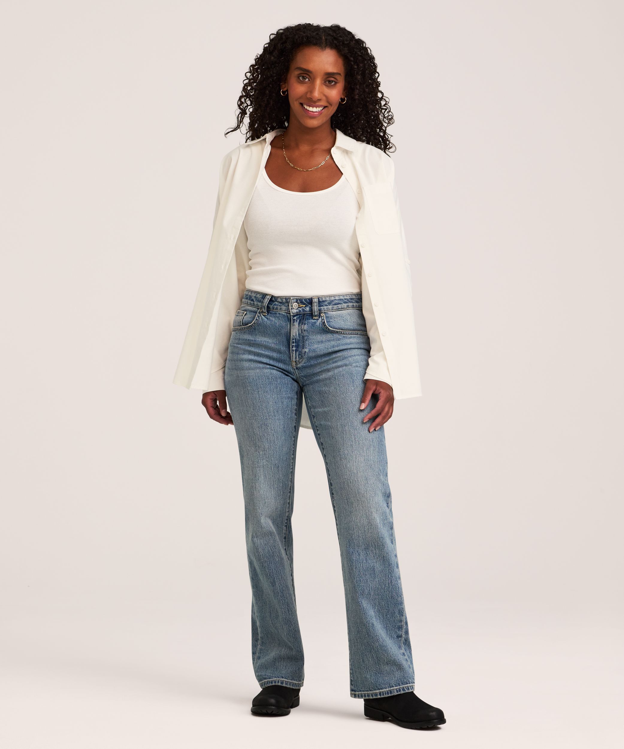 Chemise boutonnée surdimensionnée à manches longues en mélange de coton pour femmes, Denver Hayes