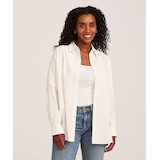 Denver Hayes Women's Long Sleeve Oversize Cotton Blend Button Up Shirt Front_Flat