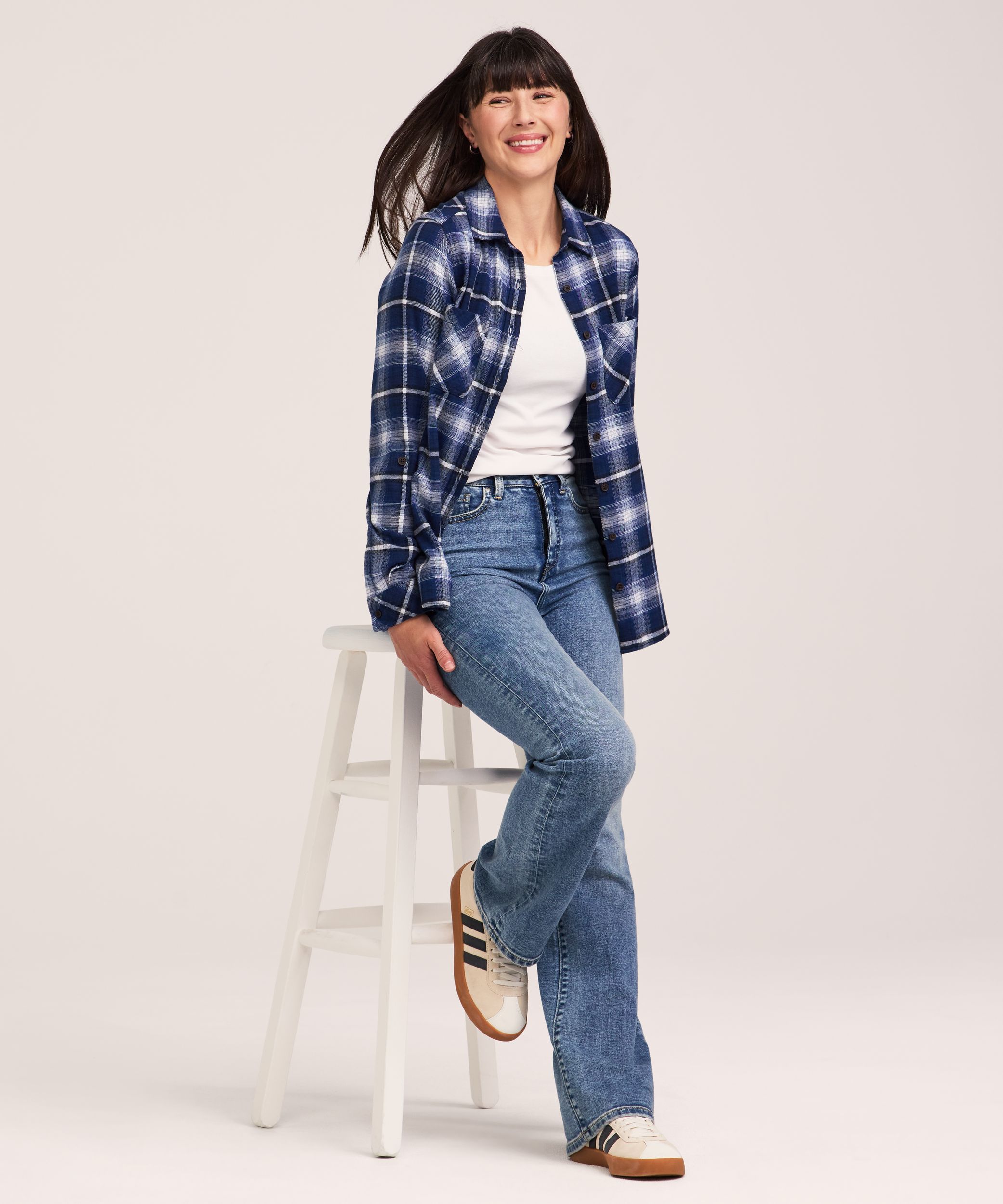 Chemise en flanelle extensible semi-ajustée pour femmes, WindRiver