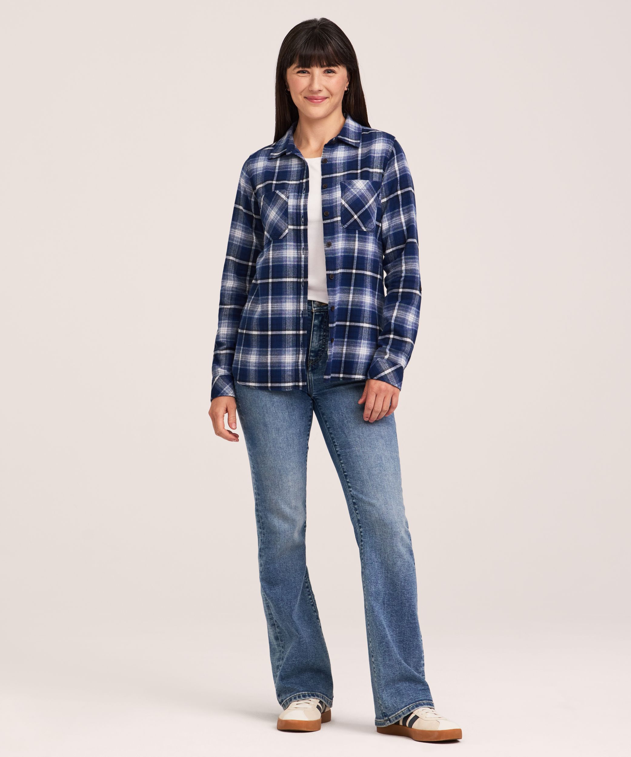 Chemise en flanelle extensible semi-ajustée pour femmes, WindRiver