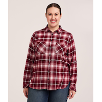WindRiver Women's Semi-Fitted Stretch Flannel Shirt Front_Flat