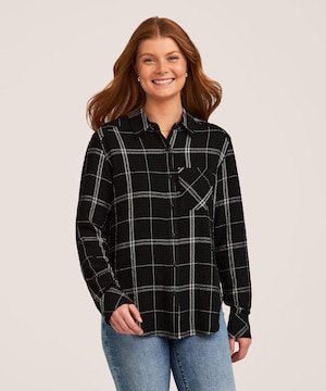 Chemise boutonnée et texturée semi-ajustée à manches longues pour femmes, Denver Hayes