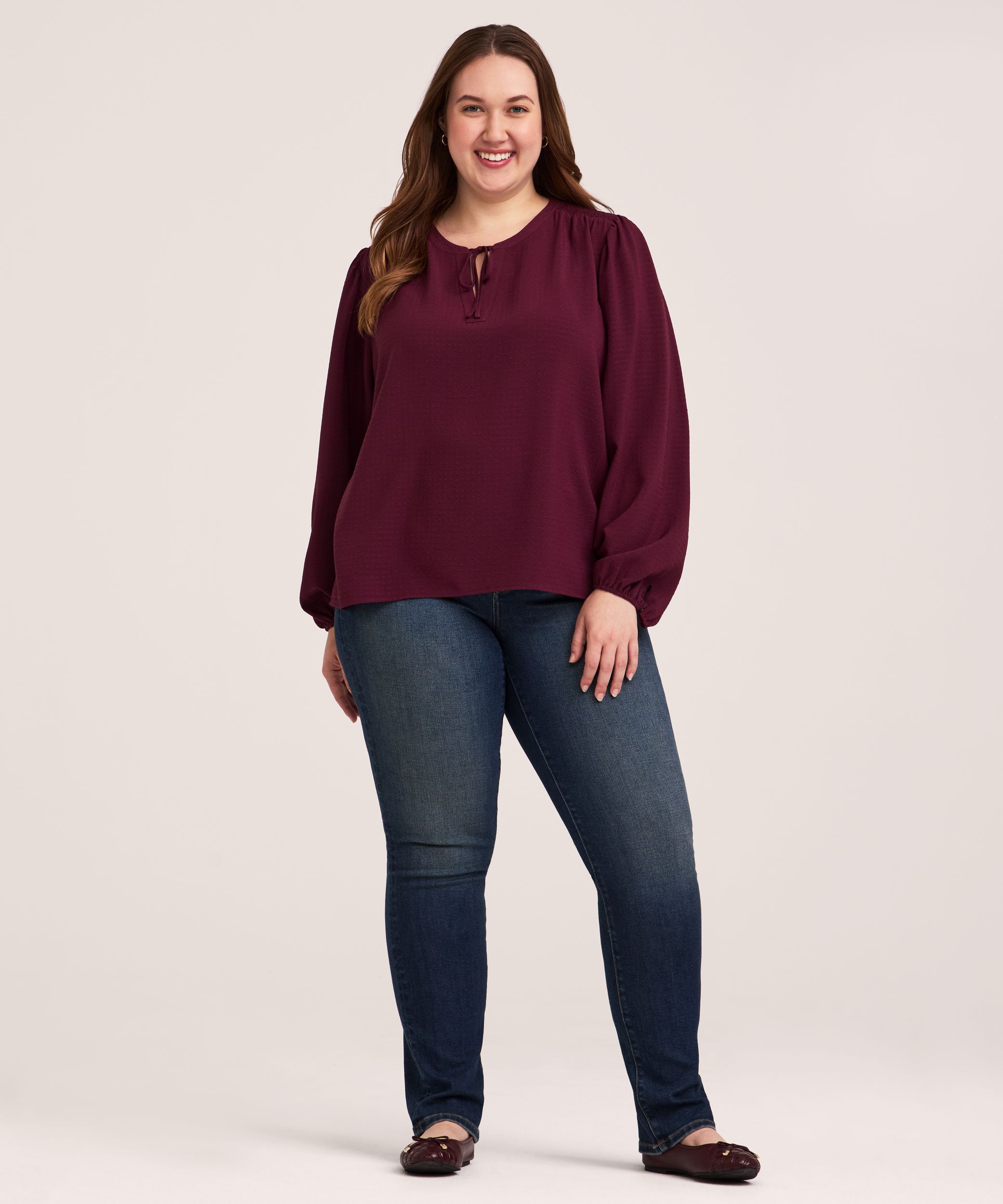 Chemisier de poète froncé à manches longues et à encolure en V pour femmes, Denver Hayes