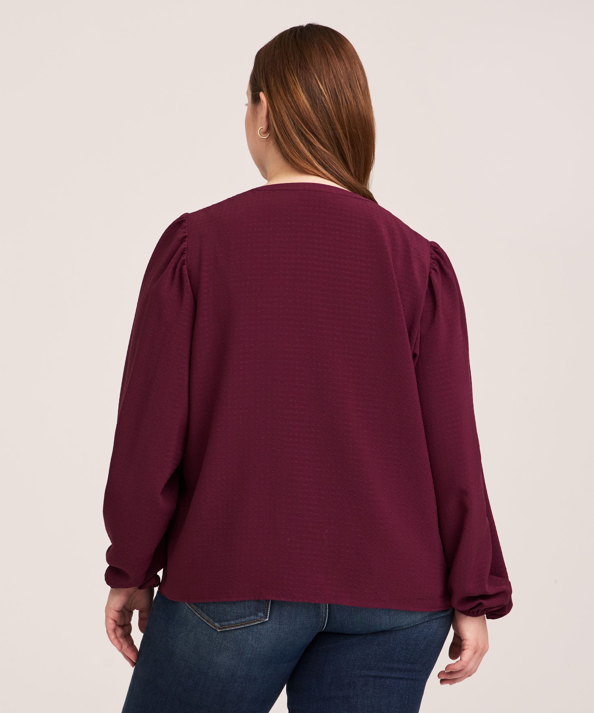 Chemisier de poète froncé à manches longues et à encolure en V pour femmes, Denver Hayes