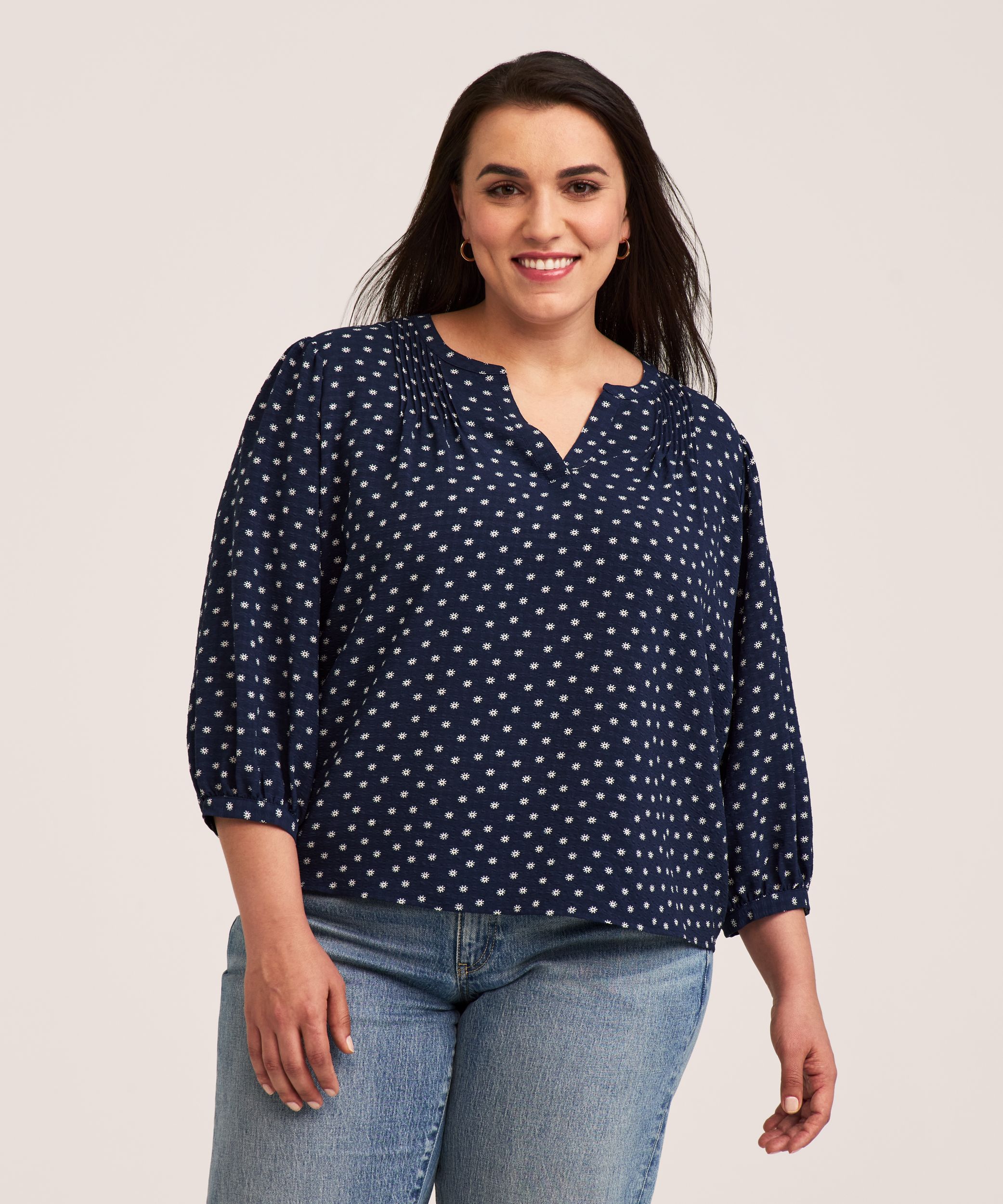 Denver Hayes Women's Long Sleeve Printed Poet Blouse